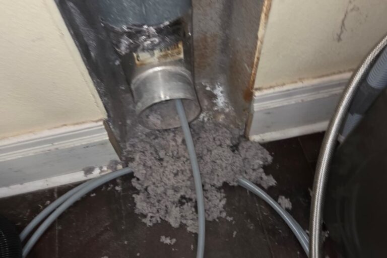 Removing lint from a dryer vent during cleaning